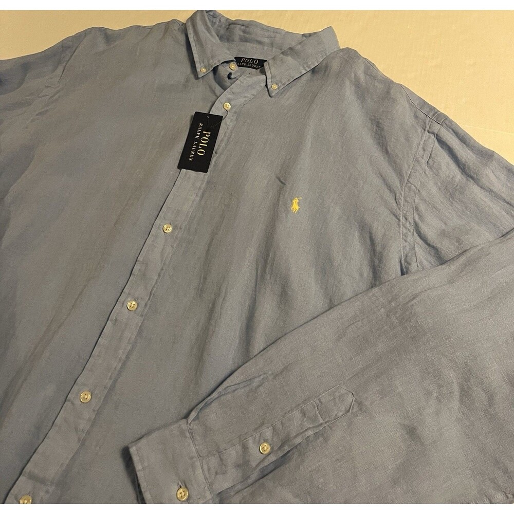 NWT Polo Ralph Lauren Long Sleeve Button Blue Lightweight Oxford 3XLT 3XL Tall